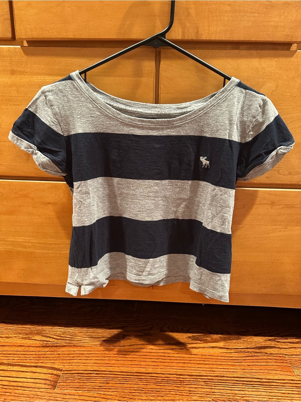 abercrombie kids Navy and Light Gray Striped Short Sleeve Tee